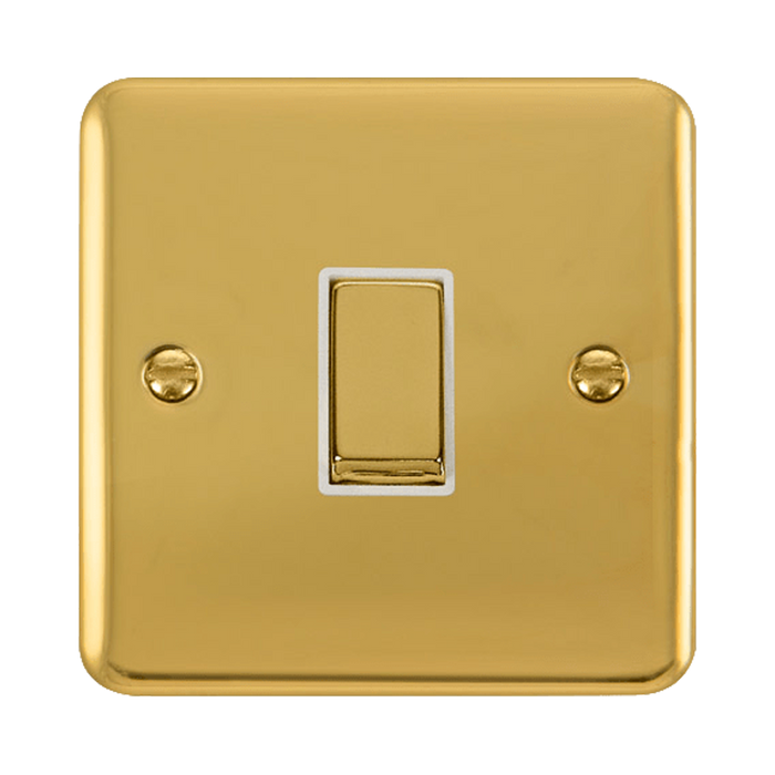 Front view of Click Deco Plus Polished Brass 1G Light Switch