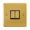Front view of Click Deco Plus Polished Brass 2G Light Switch