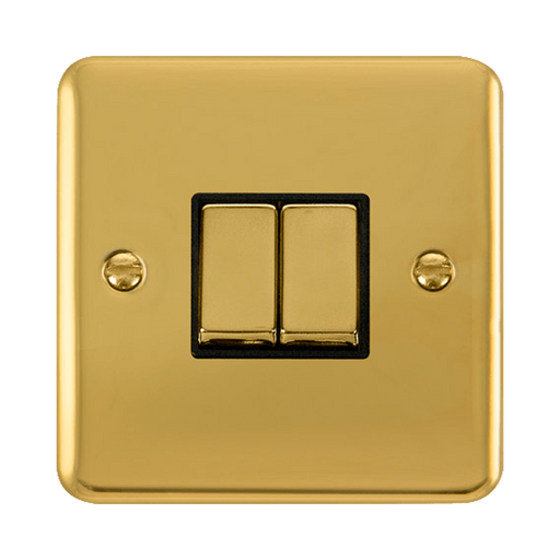 Front view of Click Deco Plus Polished Brass 2G Light Switch
