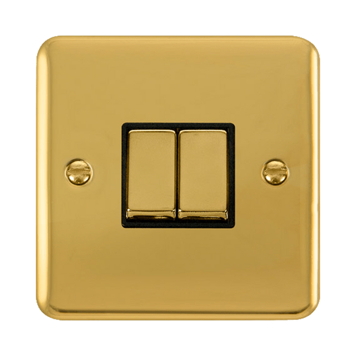 Front view of Click Deco Plus Polished Brass 2G Light Switch