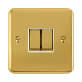 Front view of Click Deco Plus Polished Brass 2G Light Switch