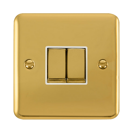 Front view of Click Deco Plus Polished Brass 2G Light Switch