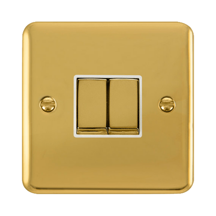 Front view of Click Deco Plus Polished Brass 2G Light Switch