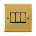 Front view of Click Deco Plus Polished Brass 3G Light Switch
