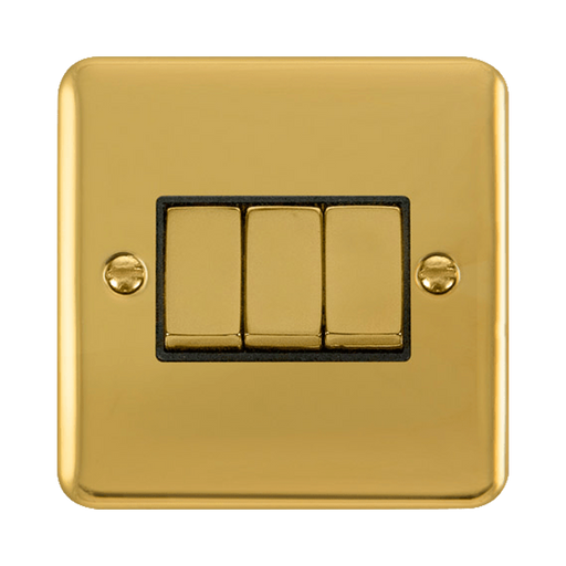 Front view of Click Deco Plus Polished Brass 3G Light Switch