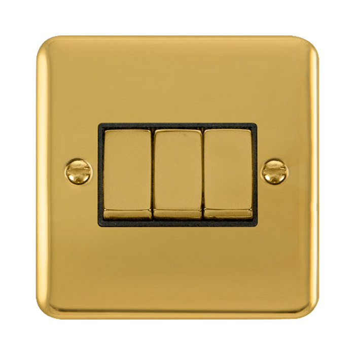 Front view of Click Deco Plus Polished Brass 3G Light Switch