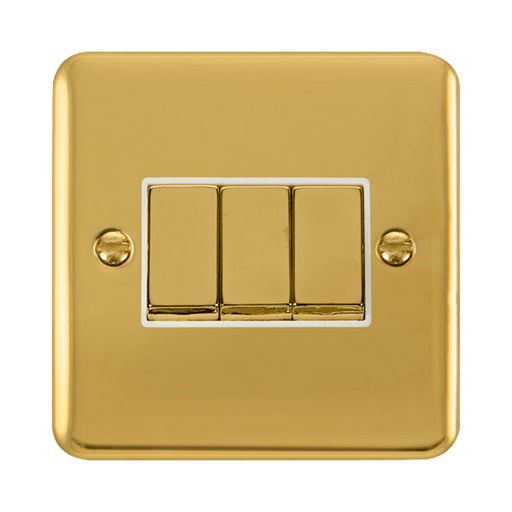 Front view of Click Deco Plus Polished Brass 3G Light Switch