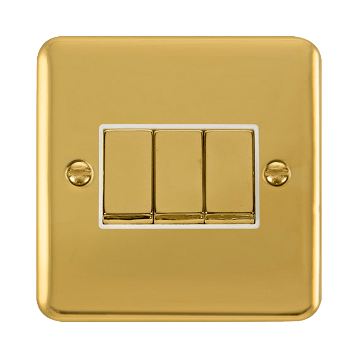 Front view of Click Deco Plus Polished Brass 3G Light Switch