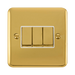 Front view of Click Deco Plus Polished Brass 3G Light Switch