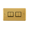 Front view of Click Deco Plus Polished Brass 4G Light Switch