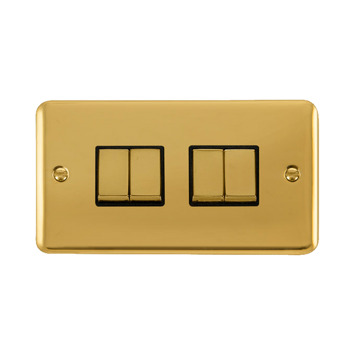 Front view of Click Deco Plus Polished Brass 4G Light Switch