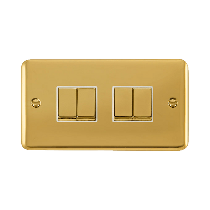Front view of Click Deco Plus Polished Brass 4G Light Switch