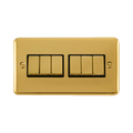 Front view of Click Deco Plus Polished Brass 6G Light Switch