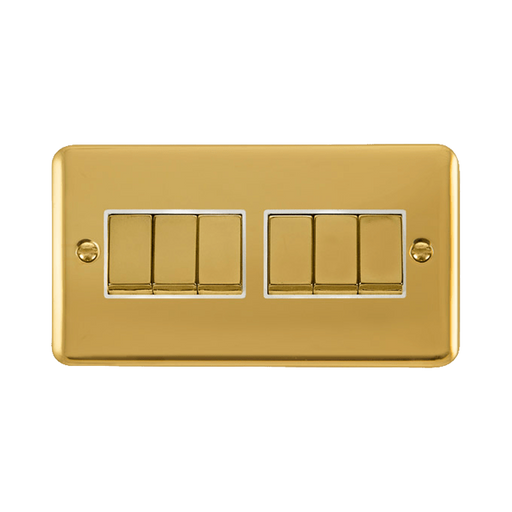 Front view of Click Deco Plus Polished Brass 6G Light Switch