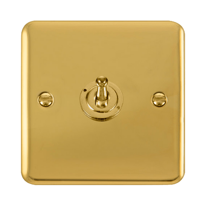 Front view of Click Deco Plus Polished Brass 1G Toggle Switch