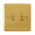 Front view of Click Deco Plus Polished Brass 2G Toggle Switch