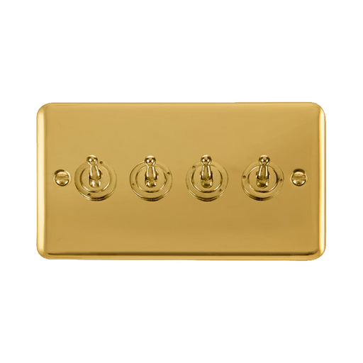 Front view of Click Deco Plus Polished Brass 4G Toggle Switch