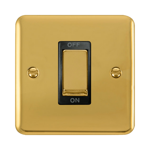 Front view of Click Deco Plus Polished Brass 45A Cooker Switch