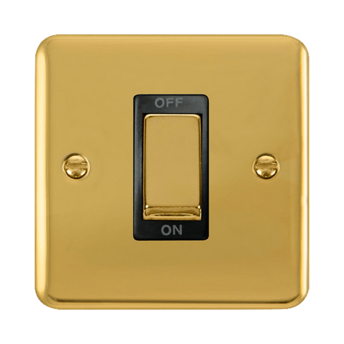 Front view of Click Deco Plus Polished Brass 45A Cooker Switch