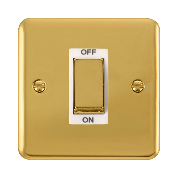 Front view of Click Deco Plus Polished Brass 45A Cooker Switch
