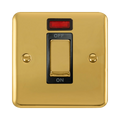 Front view of Click Deco Plus Polished Brass 45A Cooker Switch with Neon