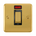 Front view of Click Deco Plus Polished Brass 45A Cooker Switch with Neon