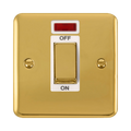 Front view of Click Deco Plus Polished Brass 45A Cooker Switch with Neon