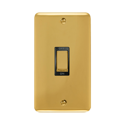 Front view of Click Deco Plus Polished Brass 45A Cooker Switch