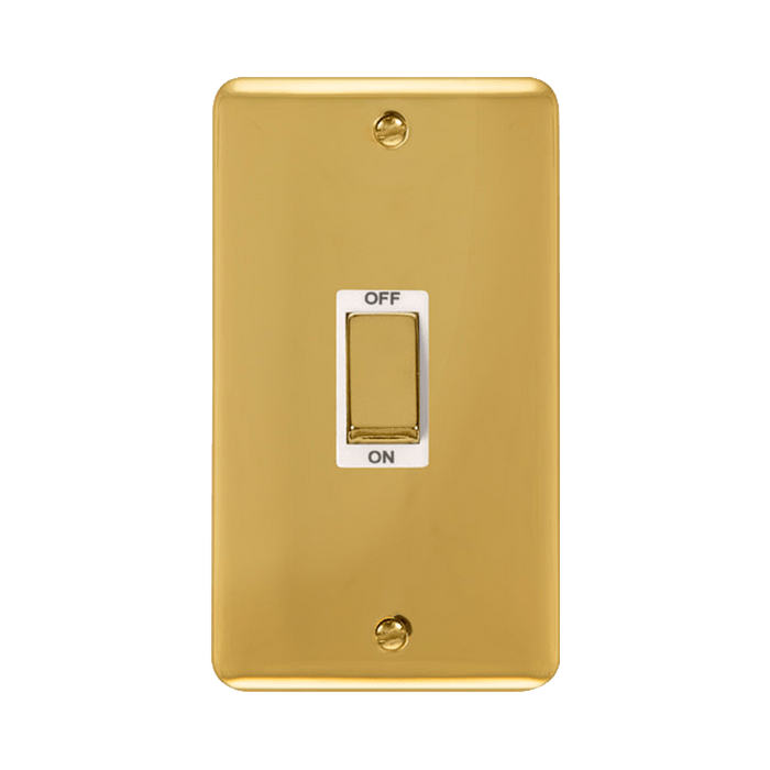 Front view of Click Deco Plus Polished Brass 45A Cooker Switch