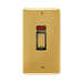 Front view of Click Deco Plus Polished Brass 45A Cooker Switch with Neon