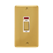 Front view of Click Deco Plus Polished Brass 45A Cooker Switch with Neon