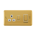 Front view of Click Deco Plus Polished Brass 45A Cooker Switch with 13A Socket