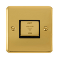 Front view of Click Deco Plus Polished Brass 10A Fan Isolator Switch