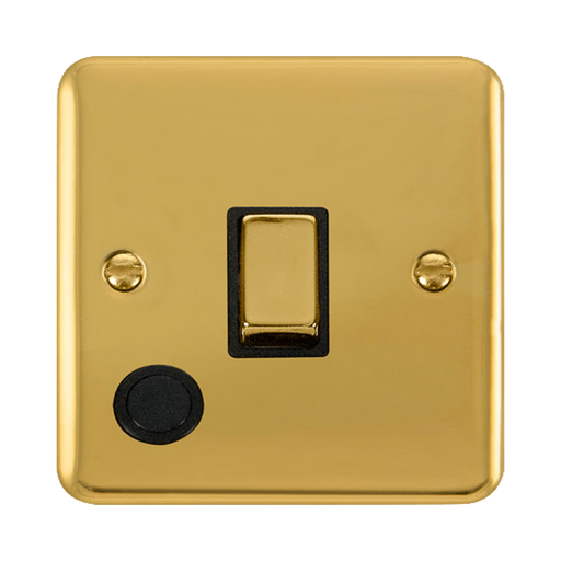 Front view of Click Deco Plus Polished Brass 20A Double Pole Switch with Flex