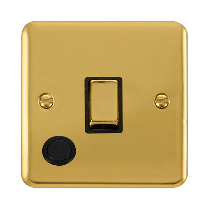 Front view of Click Deco Plus Polished Brass 20A Double Pole Switch with Flex