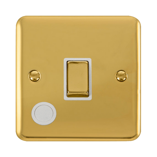 Front view of Click Deco Plus Polished Brass 20A Double Pole Switch with Flex