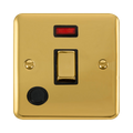 Front view of Click Deco Plus Polished Brass 20A Double Pole Switch with Neon and Flex