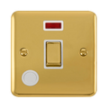 Front view of Click Deco Plus Polished Brass 20A Double Pole Switch with Neon and Flex