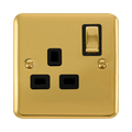 Front view of Click Deco Plus Polished Brass 13A Single Socket