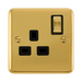 Front view of Click Deco Plus Polished Brass 13A Single Socket