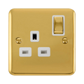 Front view of Click Deco Plus Polished Brass 13A Single Socket