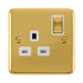Front view of Click Deco Plus Polished Brass 13A Single Socket