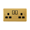 Front view of Click Deco Plus Polished Brass 13A Double Socket
