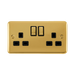Front view of Click Deco Plus Polished Brass 13A Double Socket