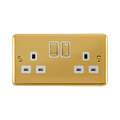 Front view of Click Deco Plus Polished Brass 13A Double Socket