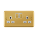 Front view of Click Deco Plus Polished Brass 13A Double Socket
