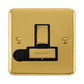 Front view of Click Deco Plus Polished Brass 13A Switched Spur with Flex