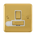 Front view of Click Deco Plus Polished Brass 13A Switched Spur with Flex