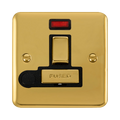 Front view of Click Deco Plus Polished Brass 13A Switched Spur with Flex and Neon