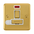 Front view of Click Deco Plus Polished Brass 13A Switched Spur with Flex and Neon